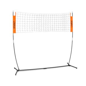 Bownet Adjustable Volleyball Warm Up Net (7’ 11.6” to 7’4”) Sports Volleyball Training Equipment - Portable Volleyball Trainer for Hitting, Spiking, Serving, Multicoloured