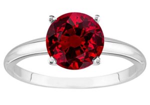 1 carat 18k white gold round ruby 4 prong solitaire diamond engagement ring (aaa quality)