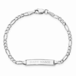 brilliant bijou 14k wg semi-solid polished figaro id bracelet