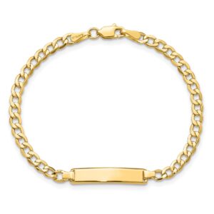 14k semi-solid cuban link id bracelet