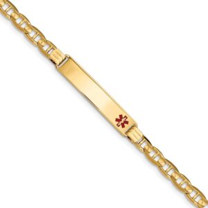 14k medical red enamel anchor link id bracelet