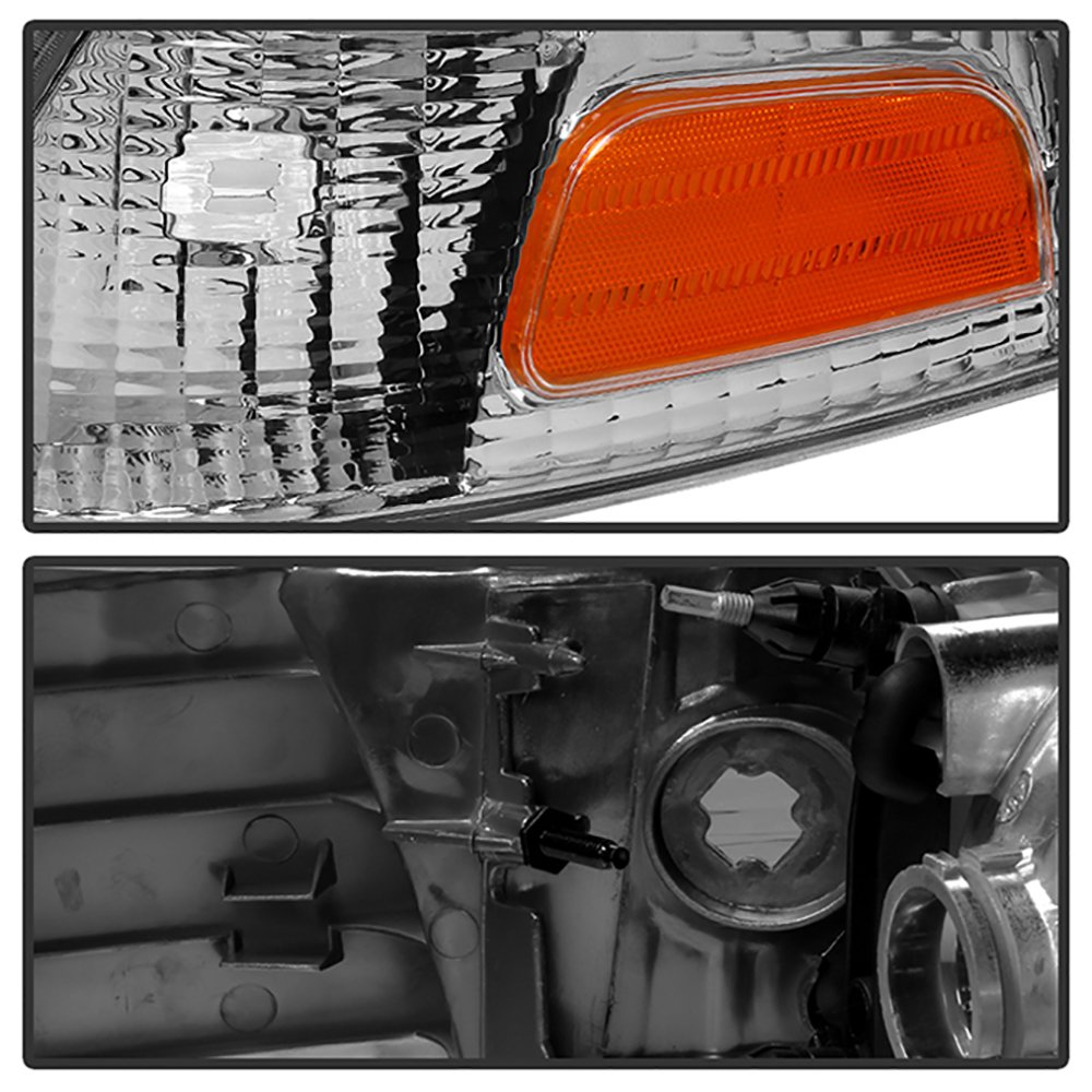 VIPMOTOZ Chrome Housing OE-Style Headlight & Turn Signal Side Marker Lamp Assembly For 1998-2011 Ford Crown Victoria, Driver & Passenger Side