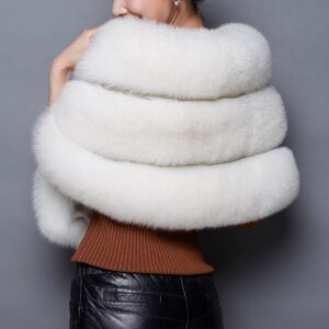 Caracilia Women Luxury Faux Fur Coat Jackets Wrap Cape Shawl for Wedding Party