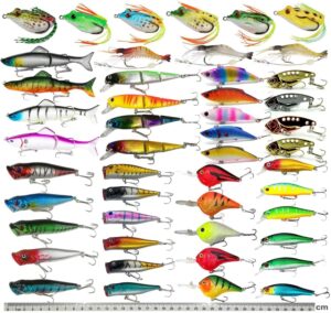 xblack fishing lures set, including minnow popper jointed vib shrimp frogs, whopper fishing lure for bass catfish pike, baits for freshwater saltwater, fishing gifts for men women(48pcs)