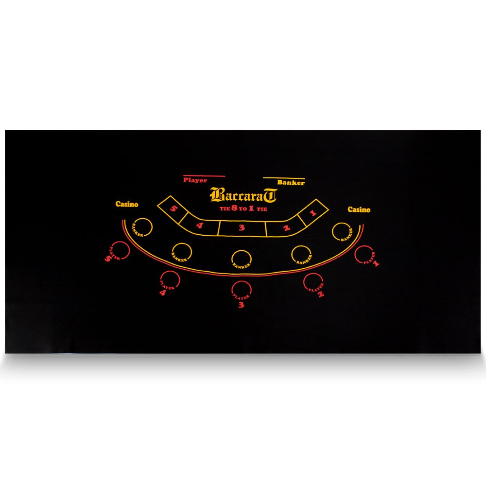 Poker Supplies Baccarat Casino Table Black Felt Layout - 72 x 36 Inches!