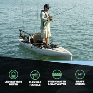 Newport Kayak Series 55lb Thrust Transom Mounted Saltwater Electric Trolling Motor w/LED Battery Indicator (24" Shaft)