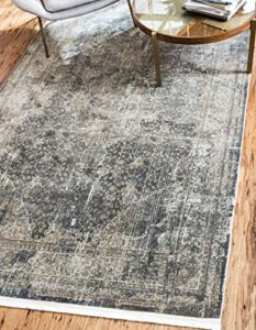 unique loom baracoa collection area rug - la cabana (5' 5" x 8' rectangle, fume gray/ brown)