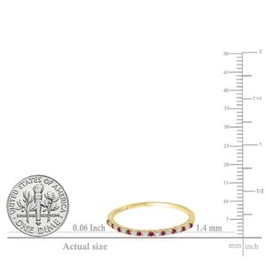 Dazzlingrock Collection Alternate Round Ruby & White Diamond Wedding Stackable Band for Women in 10K Yellow Gold, Size 7