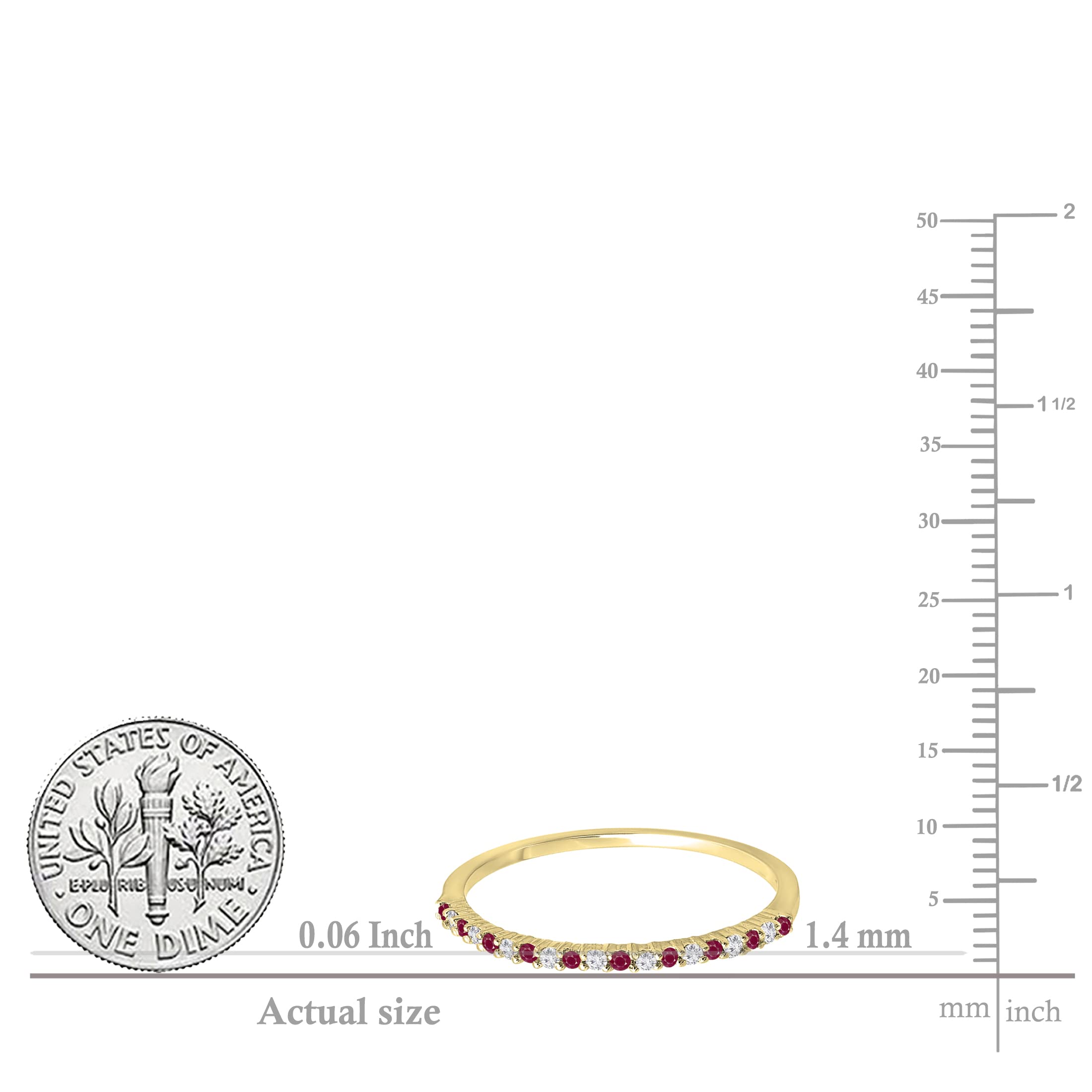 Dazzlingrock Collection Alternate Round Ruby & White Diamond Wedding Stackable Band for Women in 10K Yellow Gold, Size 7