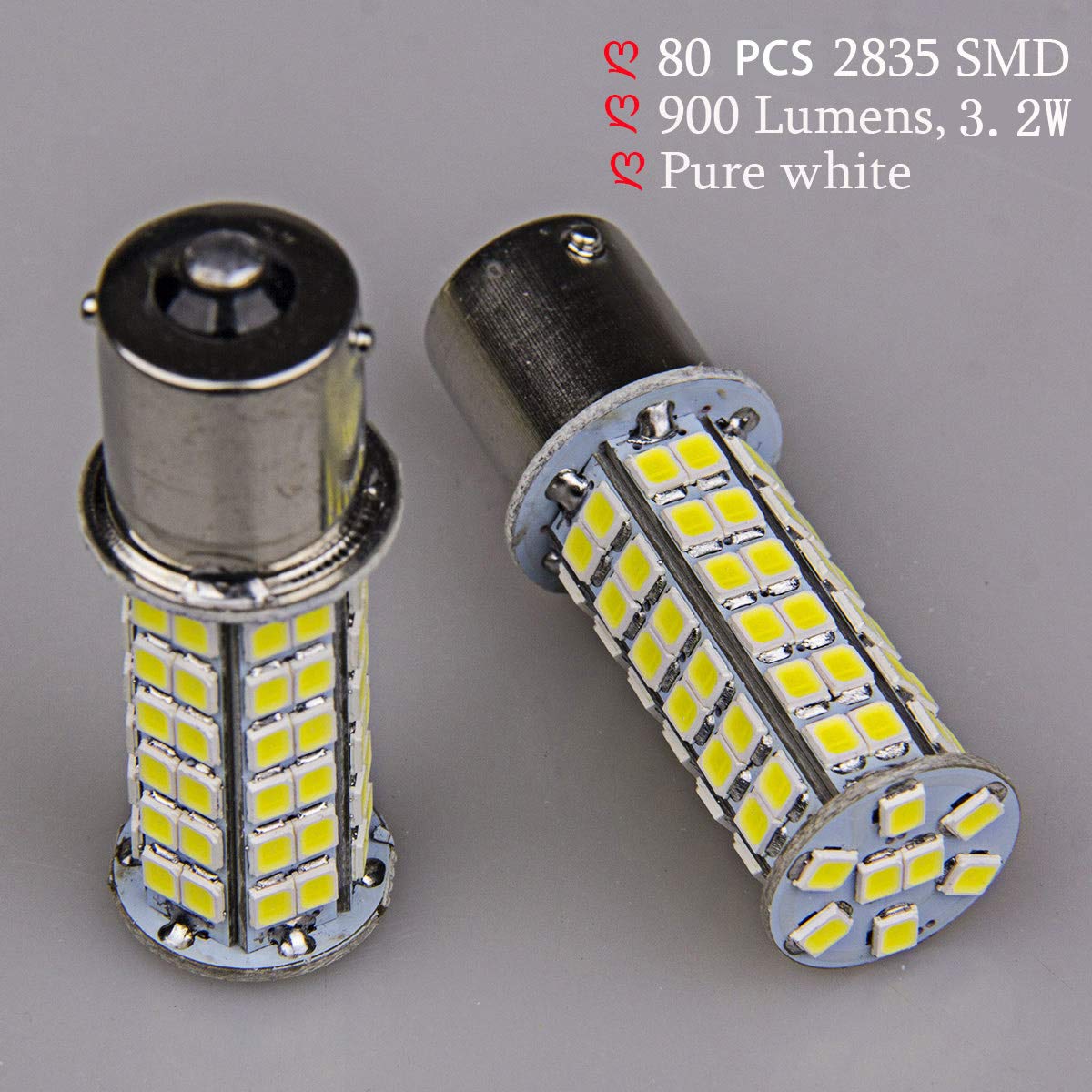 BA15S 1156 80 SMD Latest 2835 LED 1141 1003 Interior Light Bulbs Turn Signal Backup Reverse (20-packs, Super White)