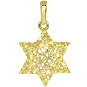 Religious by Jewelry America 14k Yellow Gold Textured 3D Jewish Star of David Pendant