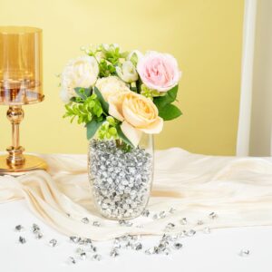 AiFanS Vase Filler for Home Deco and Centerpieces,Plastic Silver Nuggets for Vases and Table Decoration (Metallic Silver,800 Pieces)