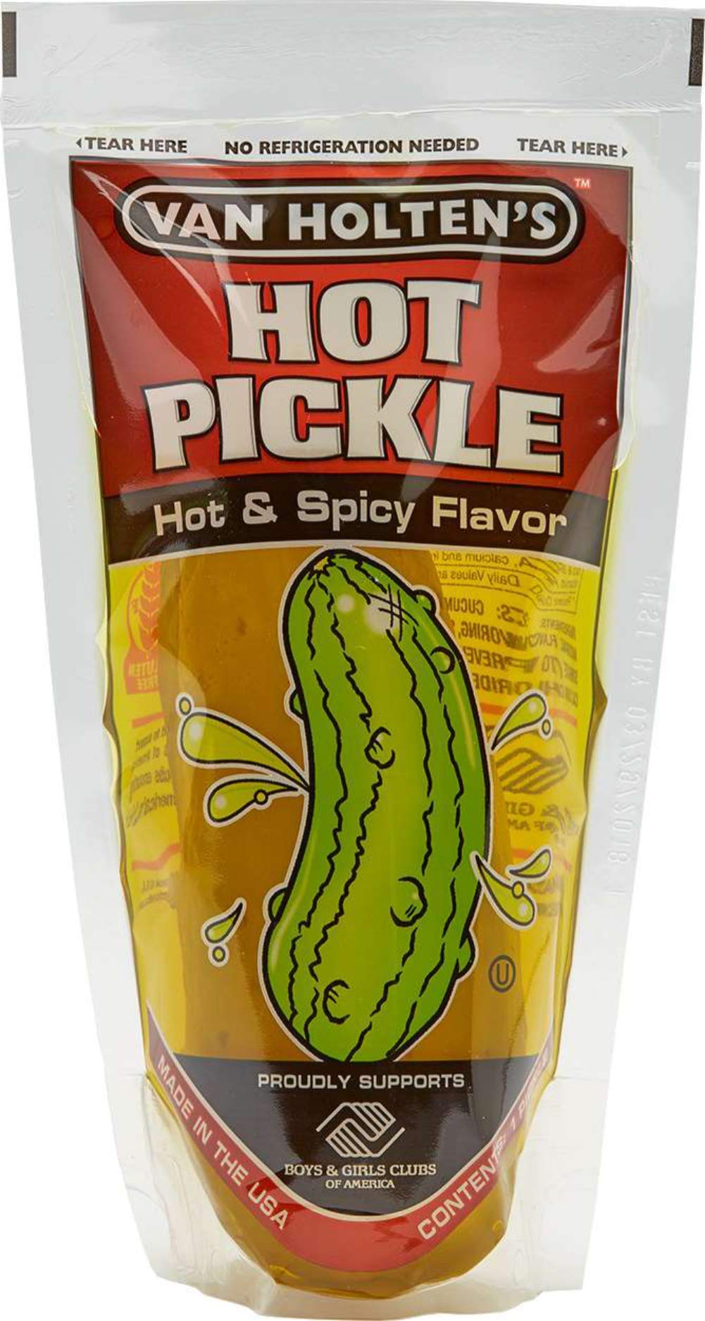 Van Holten's Pickle In-a Pouch Variety Pack, 12 pickles, 3 of each Flavor of Kosher, Dill, Hot & Spicy and Sour Ready to Eat Single Serve Pickles in their own pouch! No Refrigeration needed.