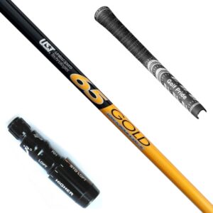 65 GOLD Driver Shaft - Choose Adapter - Includes Grip & TSF Ball Marker (Flex Senior) (Adapter - Callaway Optiforce)