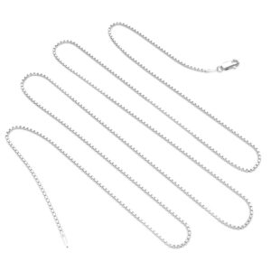 925 sterling silver 1mm box chain - nickel free italian necklace for women rhodium plated - lobster claw 24 inch