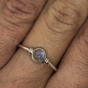 Koral Jewelry Round Moonstone Delicate Ring 925 Sterling Silver Vintage Boho Chic (8)