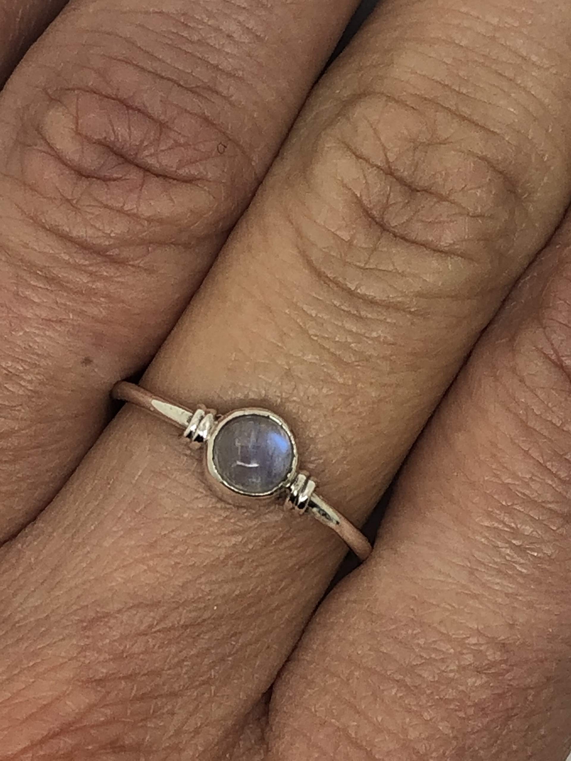 Koral Jewelry Round Moonstone Delicate Ring 925 Sterling Silver Vintage Boho Chic (8)