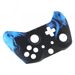 eXtremeRate Blue Flame Faceplate Cover, Soft Touch Front Housing Shell Case, Comfortable Soft Grip Replacement Kit for Xbox One X S Controller Model 1708 - Controller NOT Included