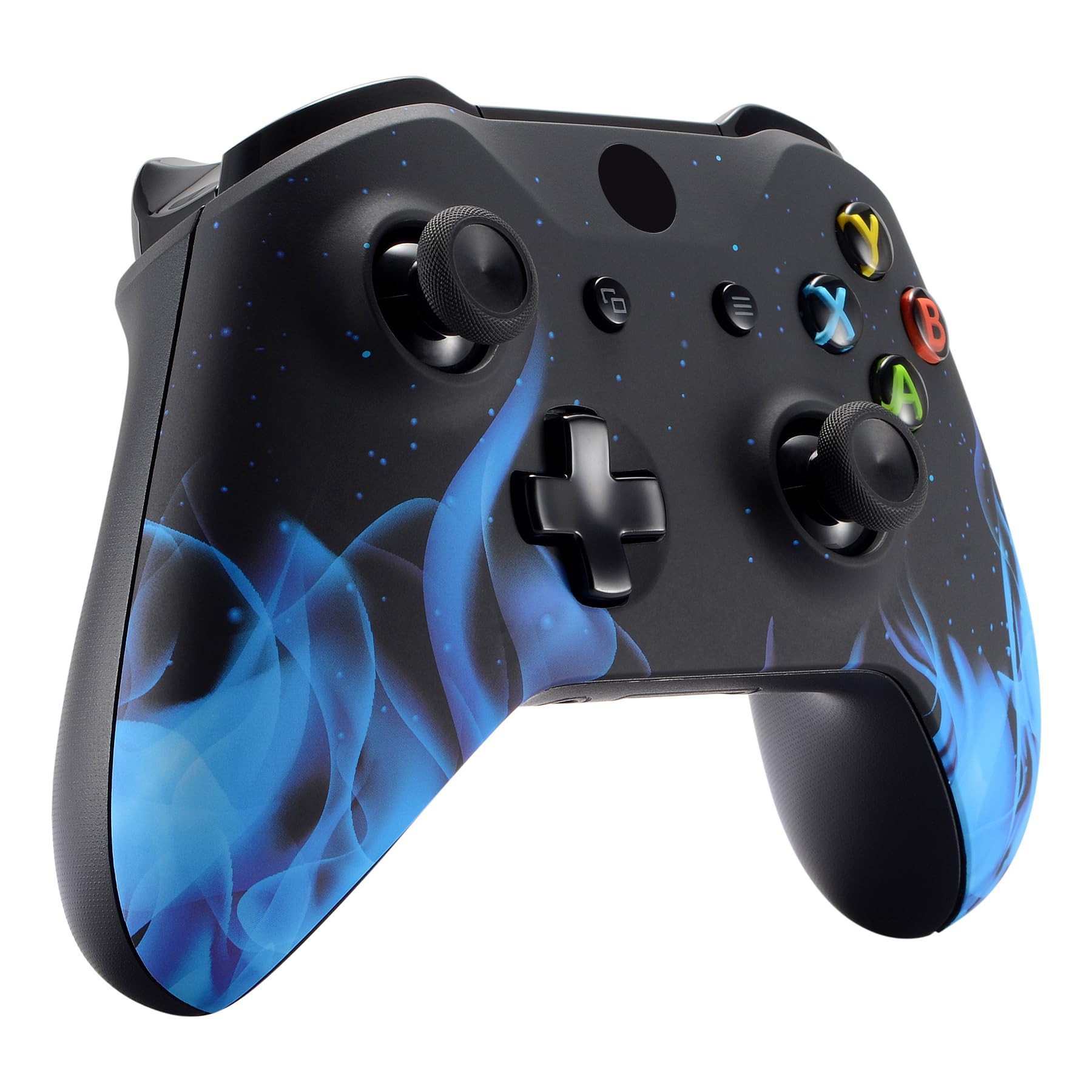 eXtremeRate Blue Flame Faceplate Cover, Soft Touch Front Housing Shell Case, Comfortable Soft Grip Replacement Kit for Xbox One X S Controller Model 1708 - Controller NOT Included