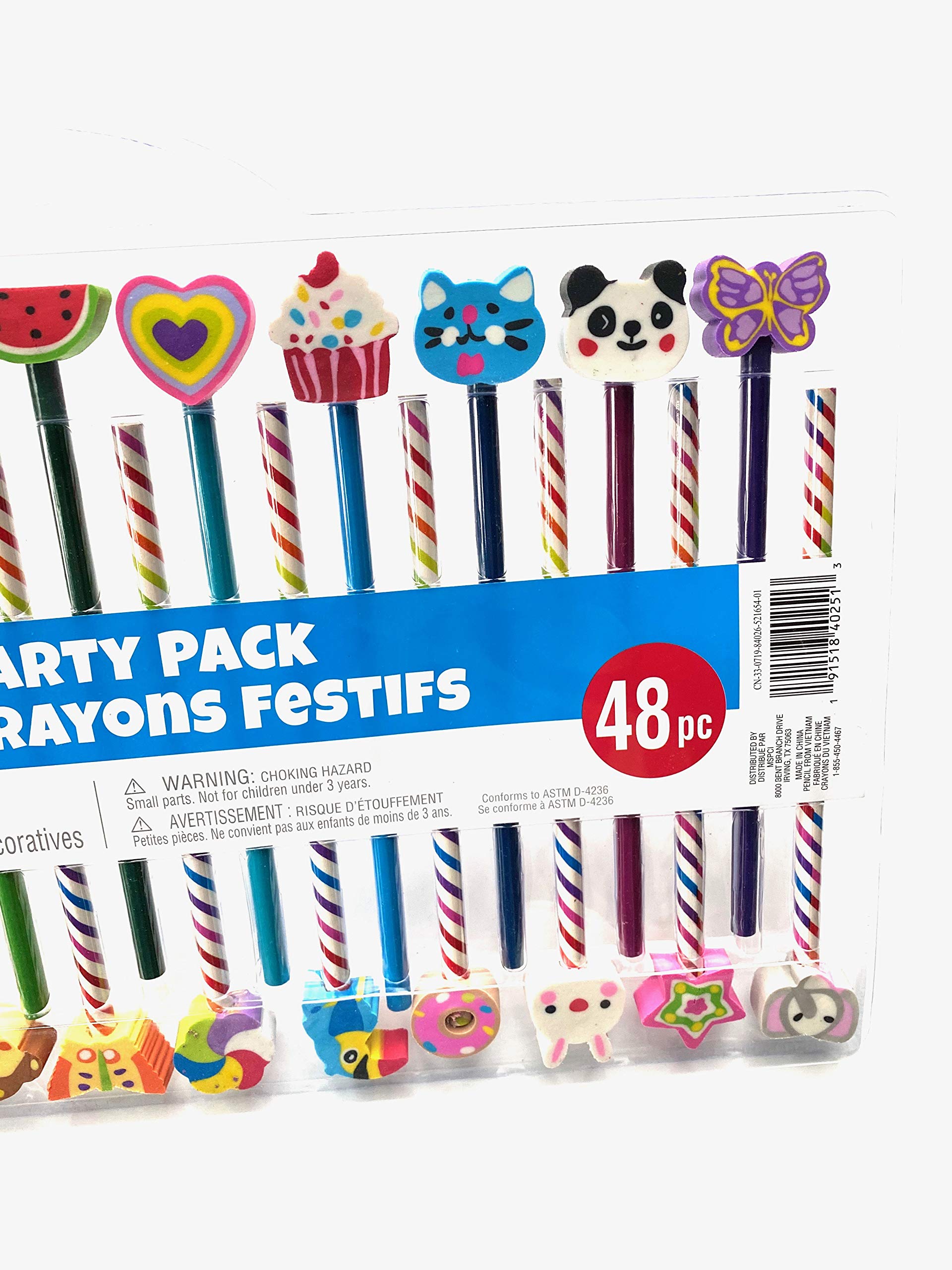 Creatology 48 Piece Pencil Party Pack! Includes 12 Colored Pencils, 12 No 2 Pencils, And 24 Fun Shaped Erasers! Perfect Back To School Item! Makes A Great Gift For An Artist!