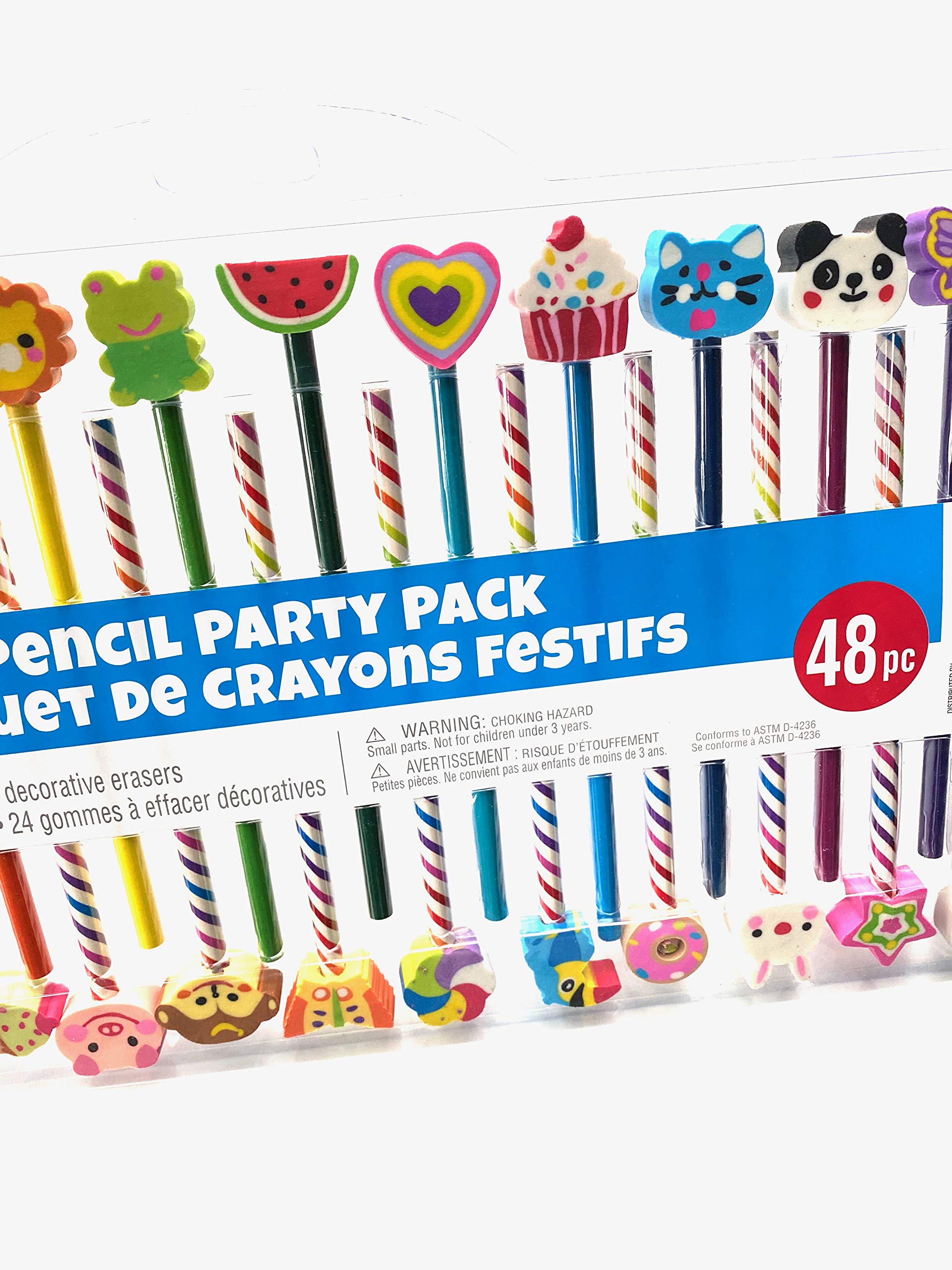 Creatology 48 Piece Pencil Party Pack! Includes 12 Colored Pencils, 12 No 2 Pencils, And 24 Fun Shaped Erasers! Perfect Back To School Item! Makes A Great Gift For An Artist!