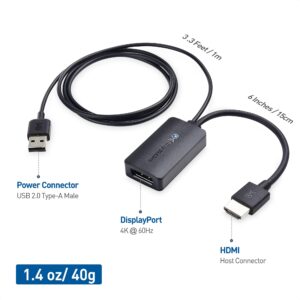 Cable Matters Uni-Directional HDMI to DisplayPort Adapter for Desktop and Laptop Computers (HDMI 2.0 to DisplayPort 1.2) with 4K 60Hz Video Resolution - Not Compatible with PS5 or Xbox Series X/S