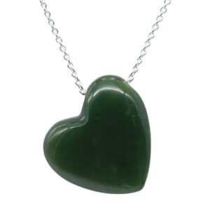 Stellia Healing Heart Jade Necklace 18” – 20” Adjustable Silver Plated Chain