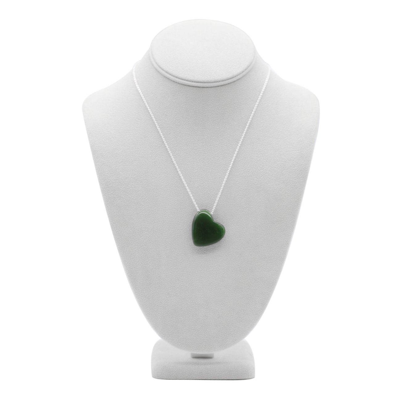 Stellia Healing Heart Jade Necklace 18” – 20” Adjustable Silver Plated Chain