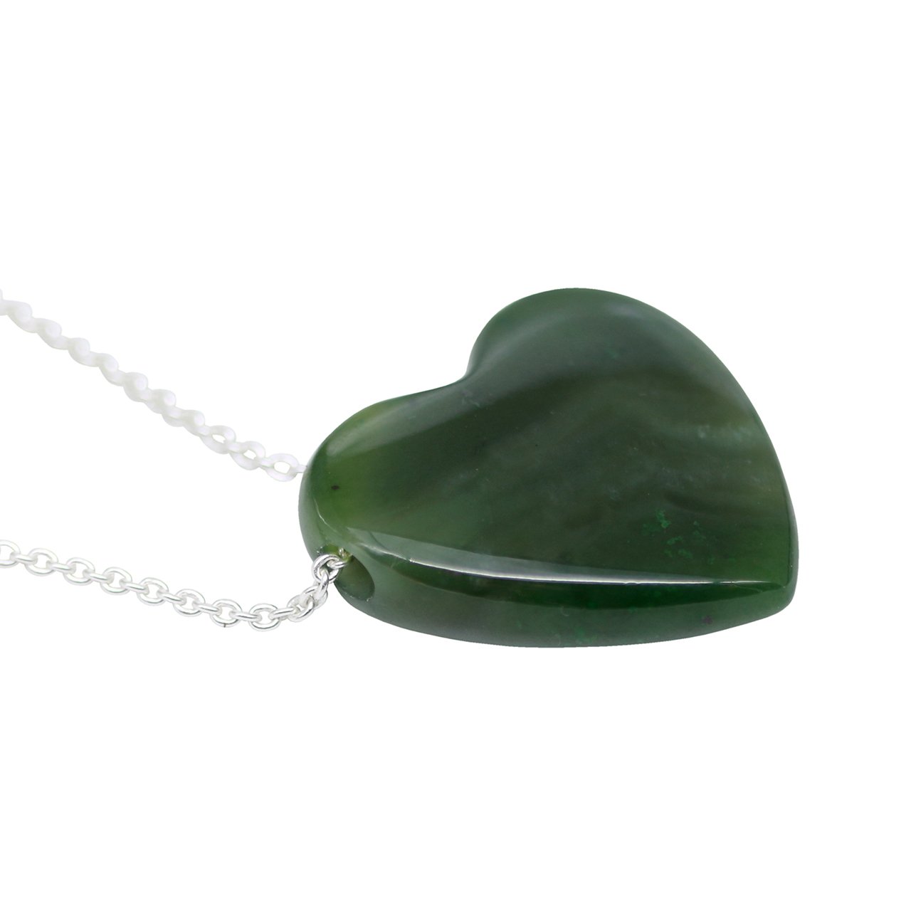 Stellia Healing Heart Jade Necklace 18” – 20” Adjustable Silver Plated Chain