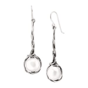 Silpada 'Intertwining Vines' 10.5-11 mm Freshwater Cultured Pearl Twisted Drop Earrings in Sterling Silver