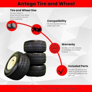 Antego Tire & Wheel 18x8.50-8 Tires on 8x7 Beige/Tan Wheel Assemblies for Golf Carts and Lawn Mowers (Set of 4)