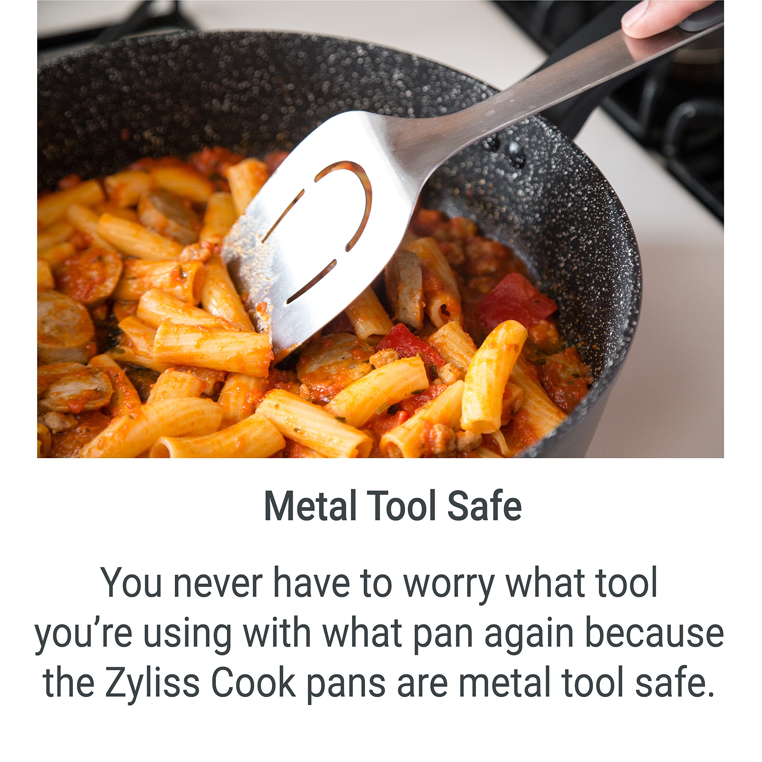 Zyliss Cookware 8" Nonstick Fry Pan - Oven, Dishwasher, Induction and Metal Utensil Safe Cooking - Heavy Duty Forged Aluminum with Sturdy Riveted Handle