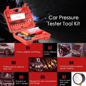 HTOMT 2 in 1 Brake Bleeder Kit Hand held Vacuum Pump Test Set for Automotive with Protected Case,Adapters,One-Man Brake and Clutch Bleeding System(Red)