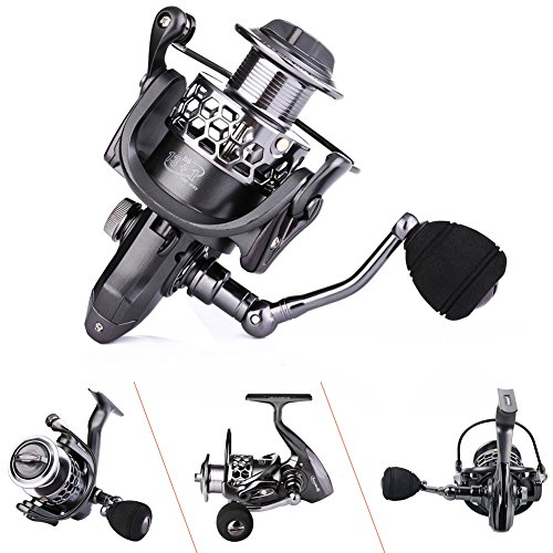 Sougayilang Fishing Reel 13+1BB Light Weight Ultra Smooth Aluminum Spinning Fishing Reel with Free Spare Graphite Spool (XY1000)