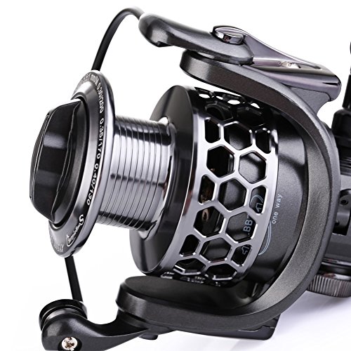 Sougayilang Fishing Reel 13+1BB Light Weight Ultra Smooth Aluminum Spinning Fishing Reel with Free Spare Graphite Spool (XY1000)