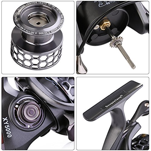 Sougayilang Fishing Reel 13+1BB Light Weight Ultra Smooth Aluminum Spinning Fishing Reel with Free Spare Graphite Spool (XY1000)