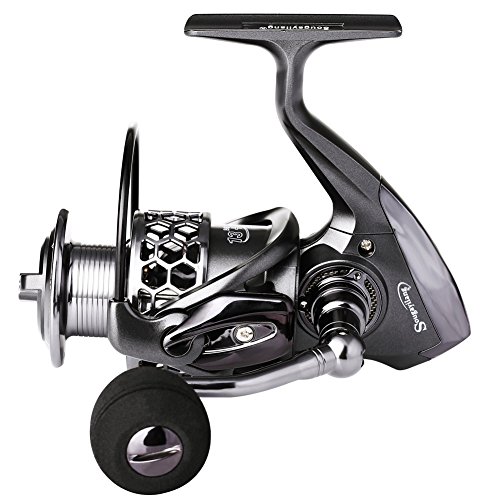 Sougayilang Fishing Reel 13+1BB Light Weight Ultra Smooth Aluminum Spinning Fishing Reel with Free Spare Graphite Spool (XY1000)