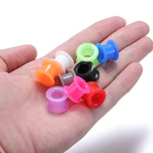 PunkTracker 18 Pairs 8g-1” UV Acrylic Screw Fit Ear Tunnels & Thick Silicone Double Flared Ear Gauge Plugs Piercing