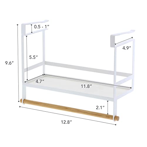 Yamazaki Home Undershelf Shelf Spice Rack-Kitchen Storage, Cabinet Organizer | Plastic + Wood, One Size, White