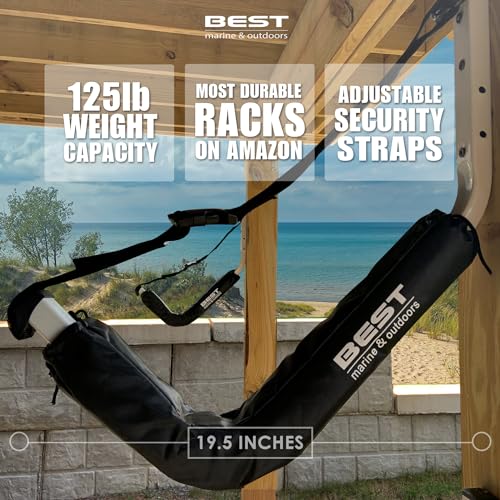 Best Marine and Outdoors Kayak Storage Rack, 2 Premium Wall Mount Racks for Kayaks & SUP Paddle Boards, 125lb Weight Capacity, Indoor Outdoor Paddleboard & Kayaking Accessories