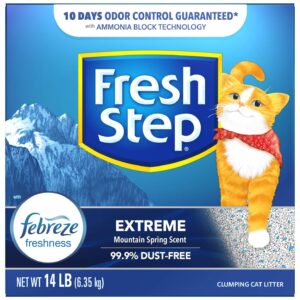 Fresh Step Clumping Cat Litter, Extreme, Long Lasting Odor Control Kitty Litter with Activated Charcoal, Low Dust Formula, 14 lb