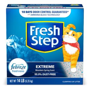 Fresh Step Clumping Cat Litter, Extreme, Long Lasting Odor Control Kitty Litter with Activated Charcoal, Low Dust Formula, 14 lb