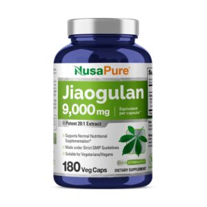 nusapure jiaogulan 9000 mg 180 veggie capsules (extract 20:1, vegetarian, non-gmo, vegan) gynostemma pentaphyllum