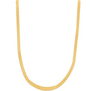 Ritastephens 14k Yellow Gold Shiny Herringbone Chain Necklace 3 Mm (16 Inches)