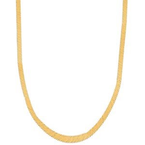 Ritastephens 14k Yellow Gold Shiny Herringbone Chain Necklace 3 Mm (16 Inches)