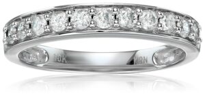 10k white gold round diamond wedding band (1/2 cttw, i-j color, i2-i3 clarity), size 7