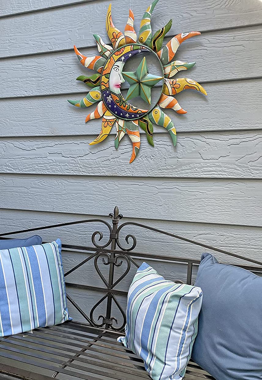 Sun Moon & Stars Metal Wall Hanging Garden Art