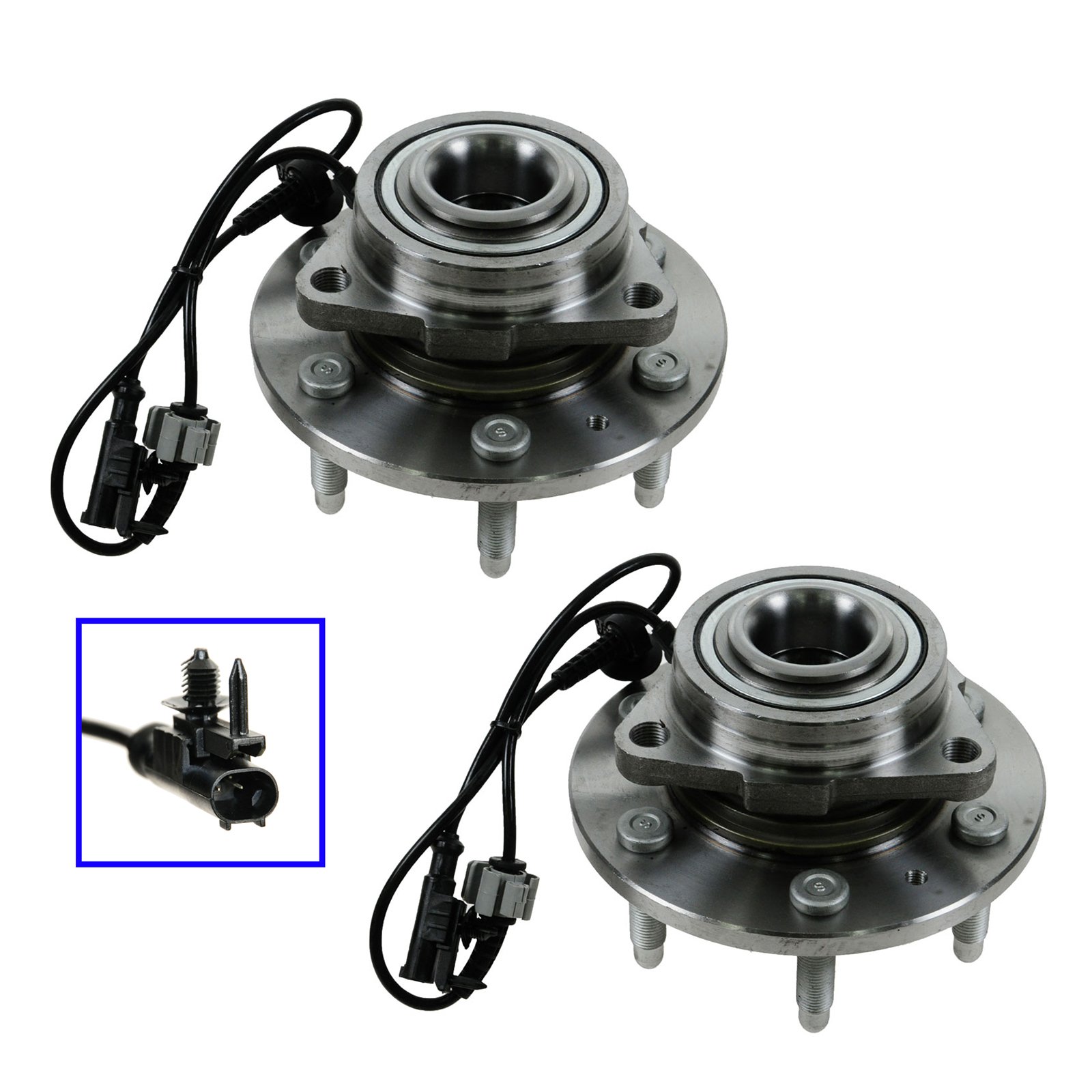 TRQ Front Wheel Hub & Bearing Left & Right Pair Set for Chevy GMC Cadillac 4WD