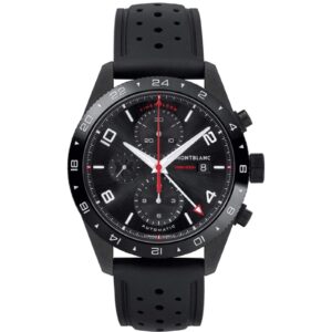 montblanc timewalker black dial men's chronograph rubber watch 116101