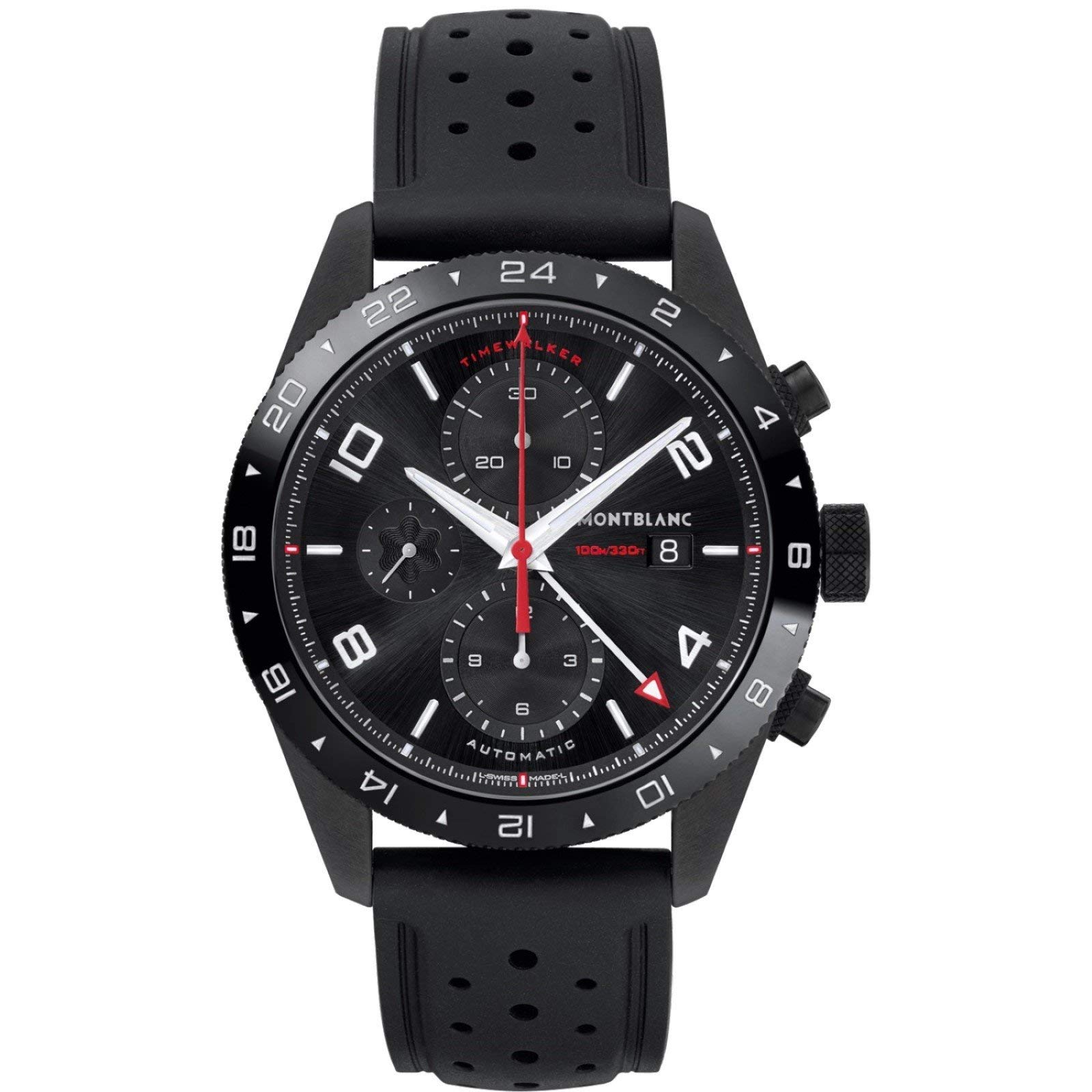 Montblanc TimeWalker Black Dial Men's Chronograph Rubber Watch 116101